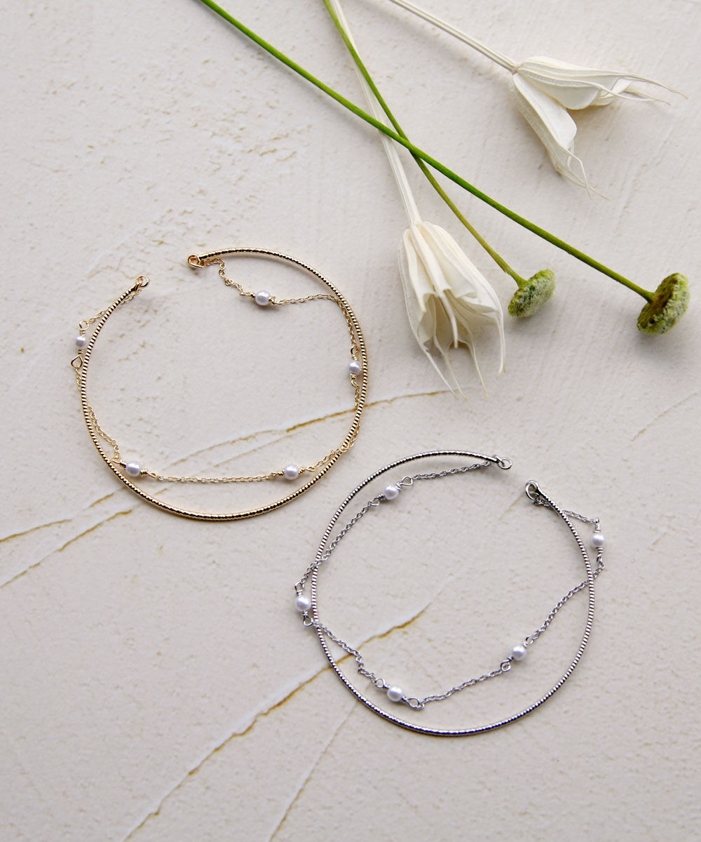 colleca la「細バングルとパール&times;チェーンのブレスレット」|ブレスレット・バングル|