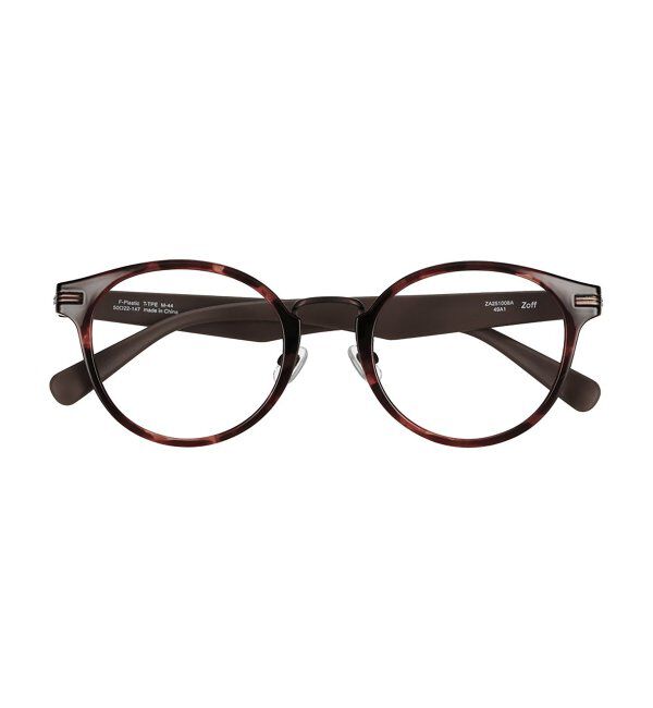  「ボストン型 メガネ | レザー調 ラバーテンプル 眼鏡 伊達メガネ 度付き CLASSIC レンズ交換券付」|メガネ|