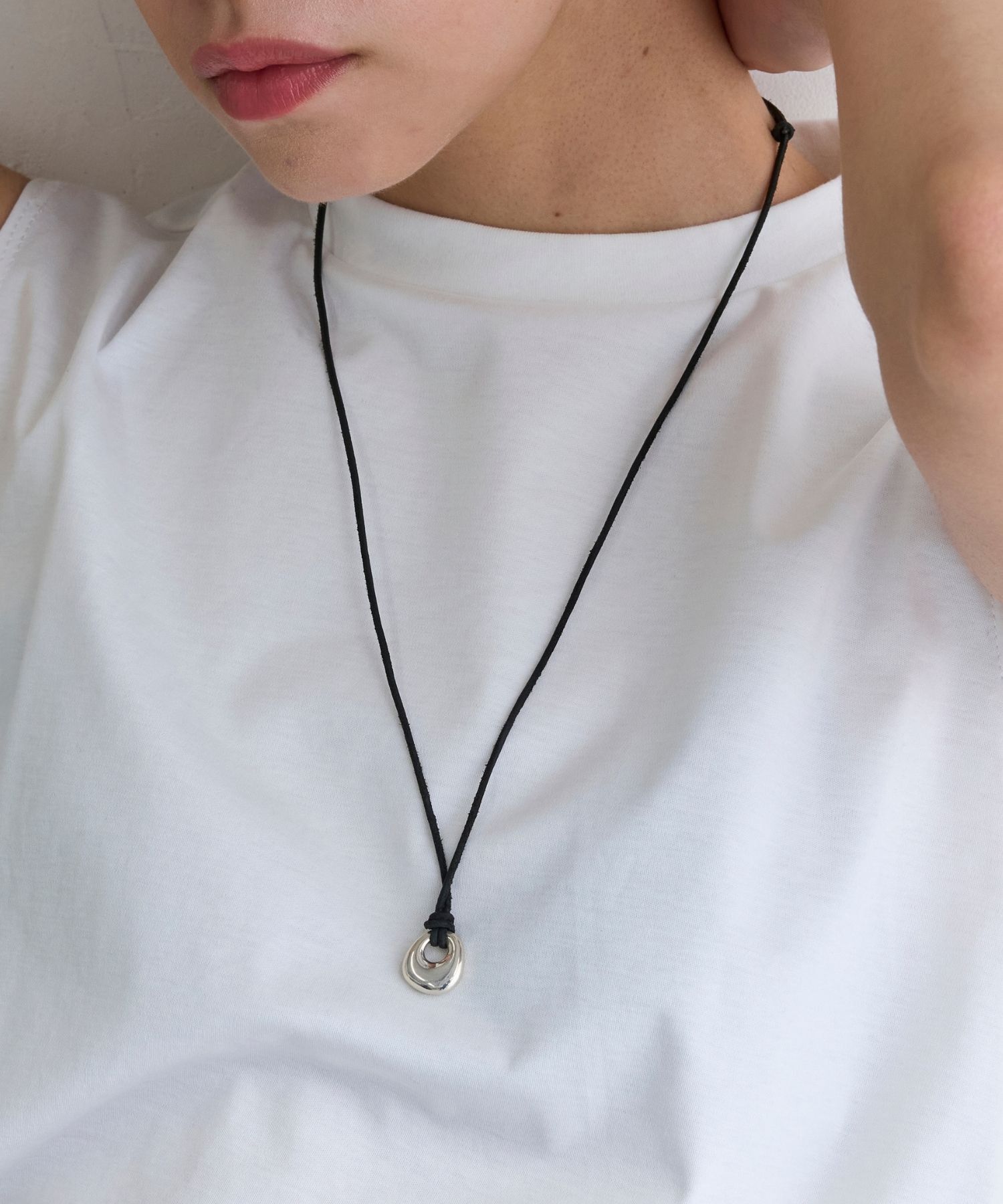 JUPITER「【牛革・SV】メタルトップコードネックレス シルバー」|ネックレス|