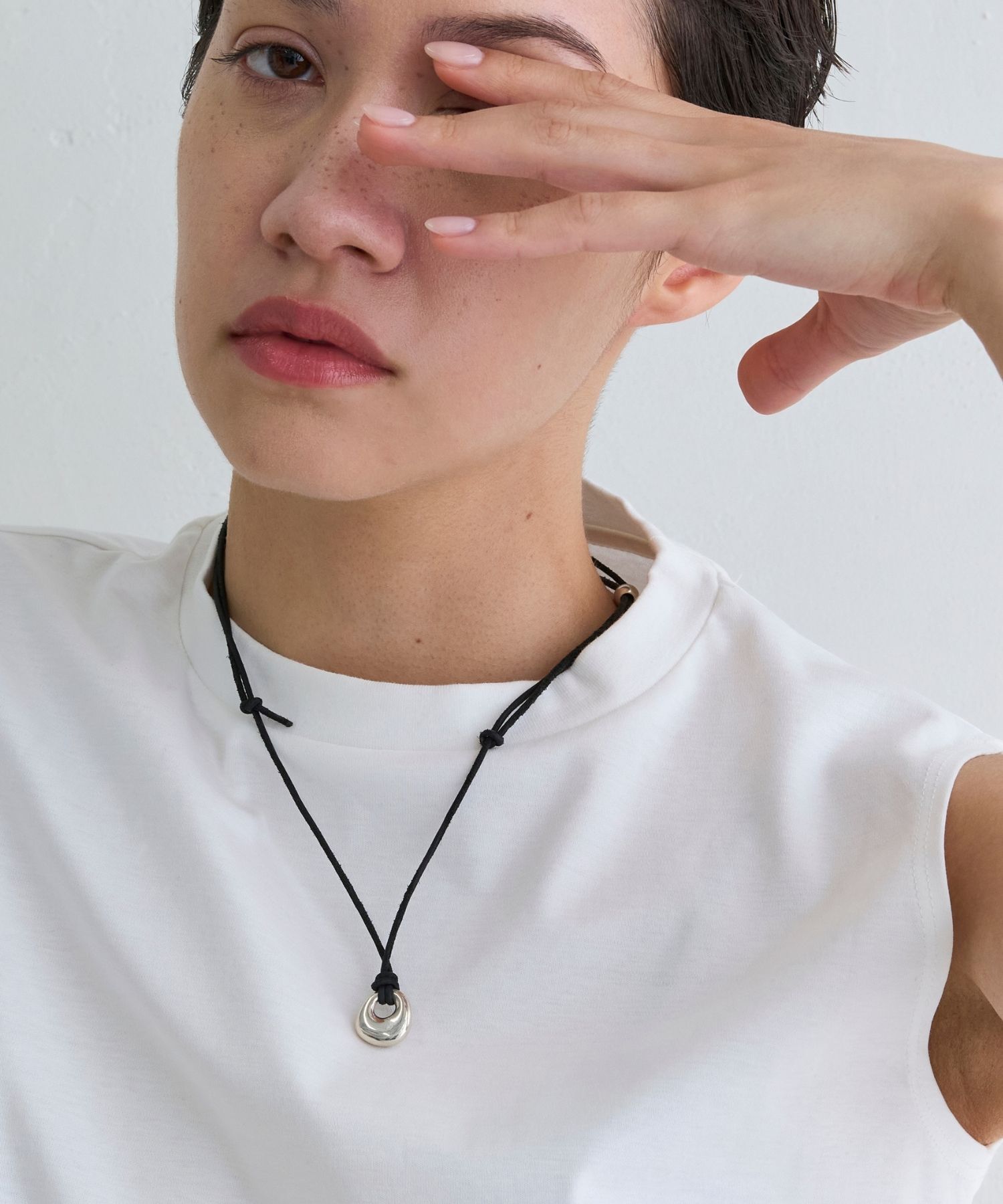 JUPITER「【牛革・SV】メタルトップコードネックレス シルバー」|ネックレス|