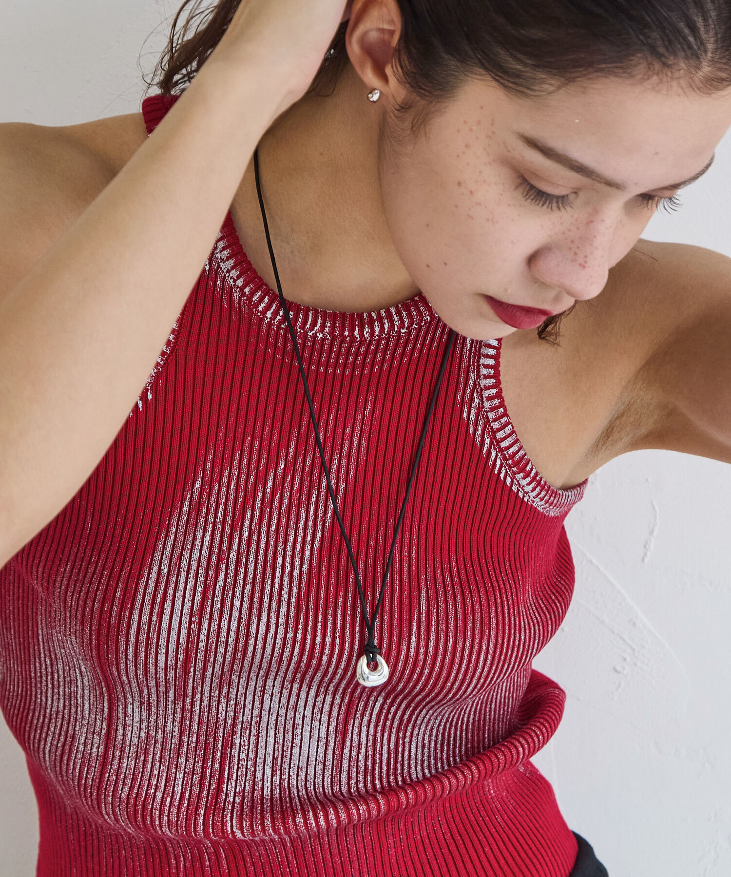 JUPITER「【牛革・SV】メタルトップコードネックレス シルバー」|ネックレス|