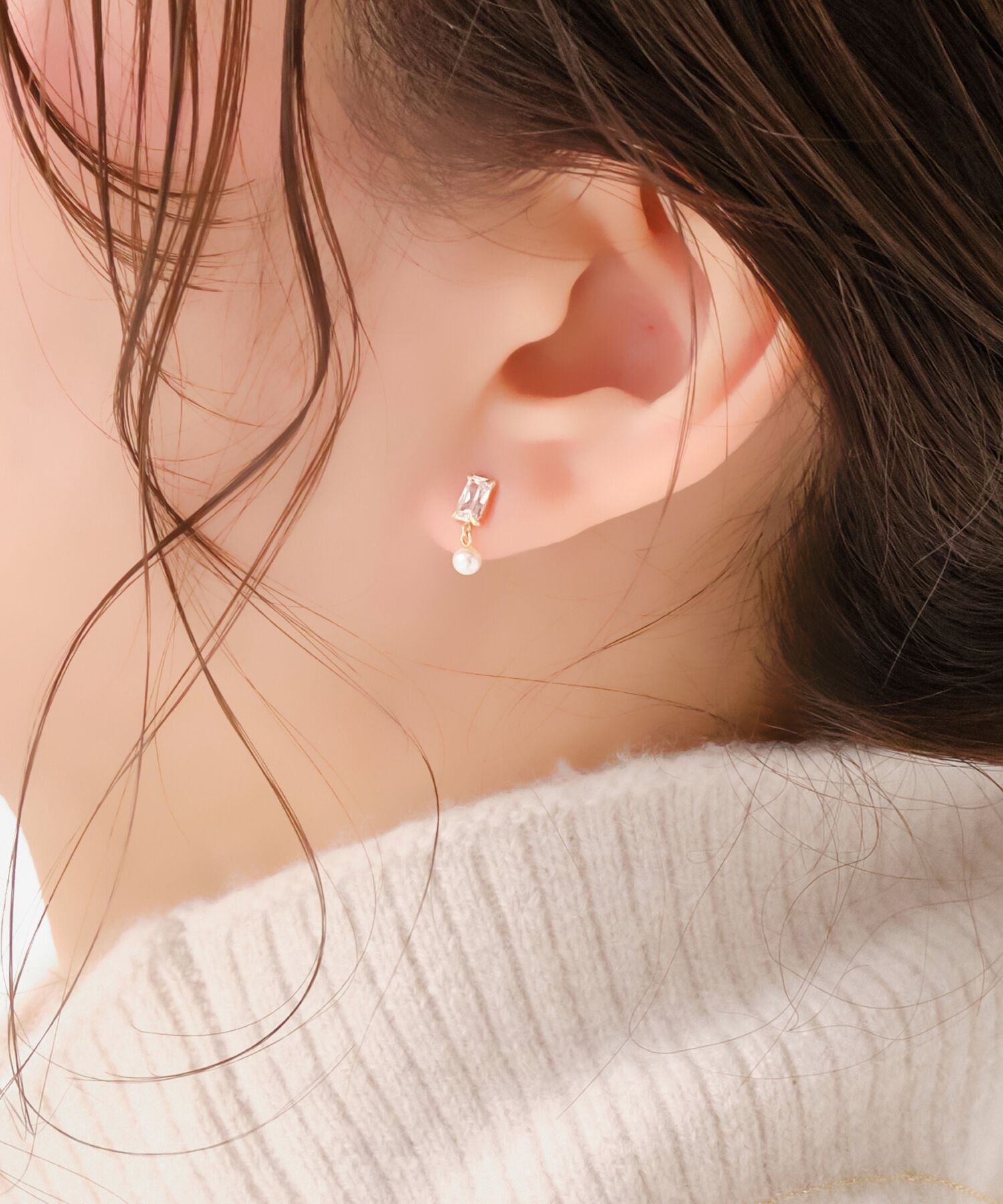 Phoebe「【K10】リフレクトビジューパールピアス/BOX付き」|ピアス|