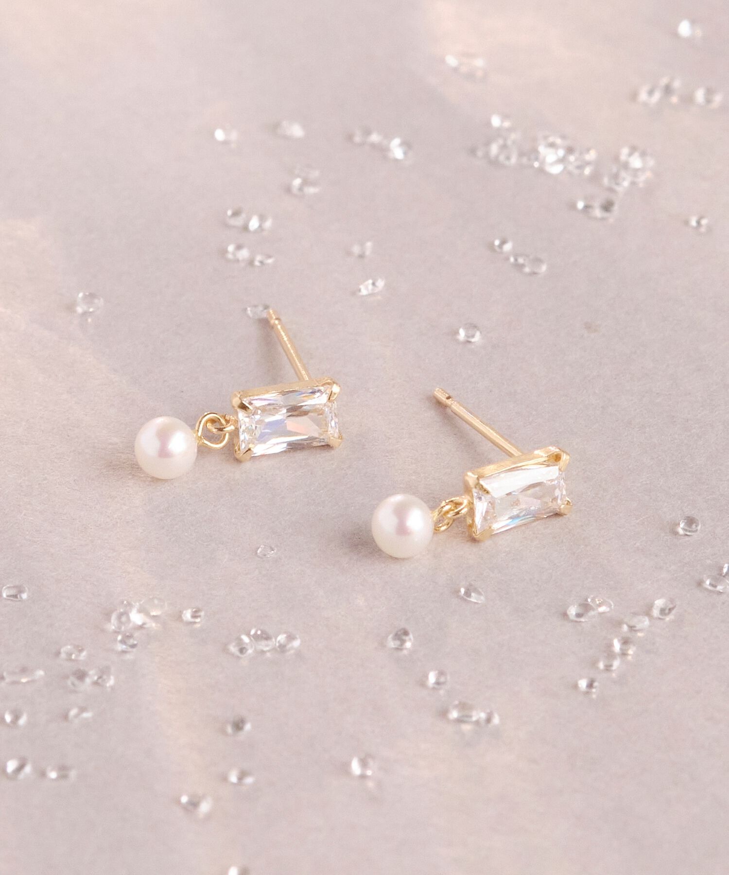 Phoebe「【K10】リフレクトビジューパールピアス/BOX付き」|ピアス|