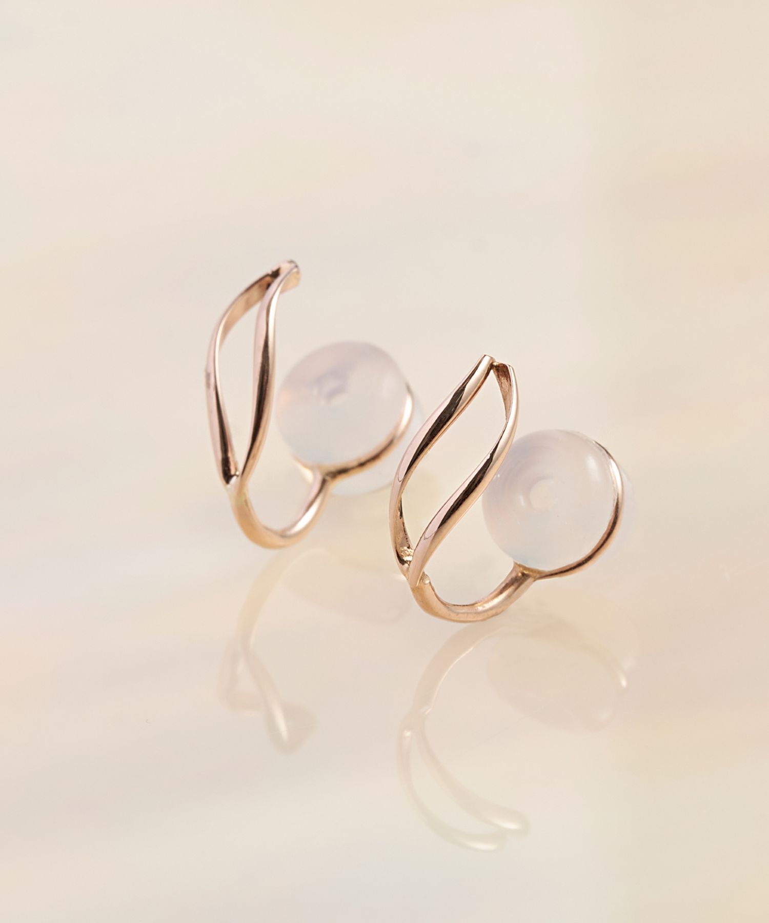 Phoebe「【 K10 】エンフォルドリーフイヤリング　ローズゴールド/BOX付き」|イヤリング|