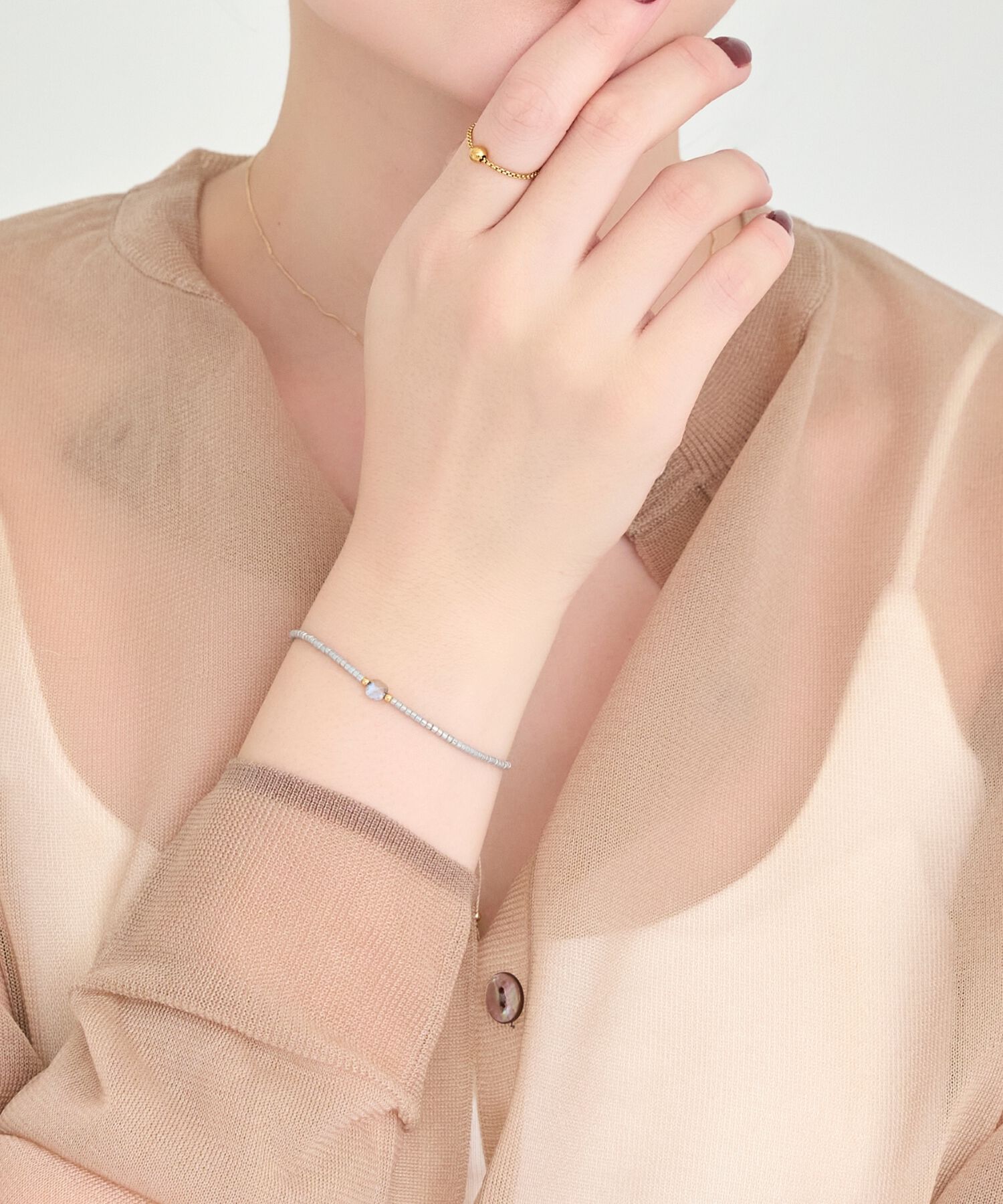 Phoebe「ストーンコードブレスレット　グレー/天然石」|ブレスレット・バングル|