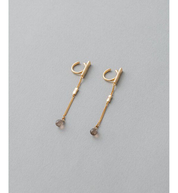 ete「スモーキークォーツ チェーン イヤリング」|イヤリング|