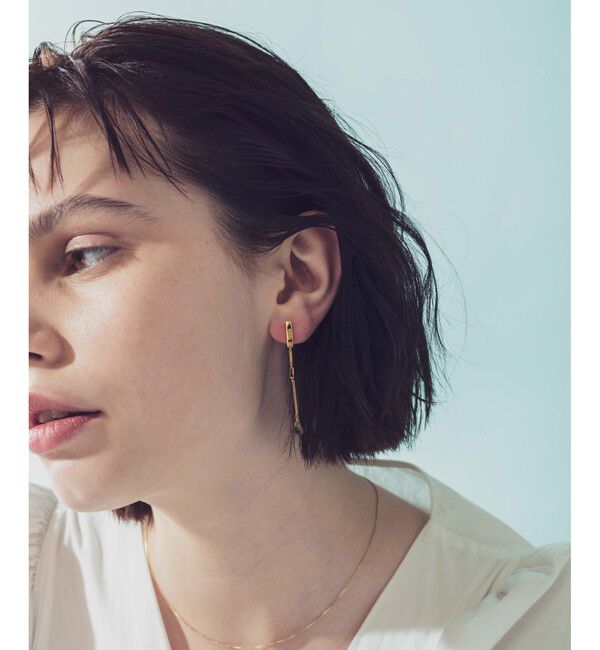 ete「スモーキークォーツ チェーン イヤリング」|イヤリング|