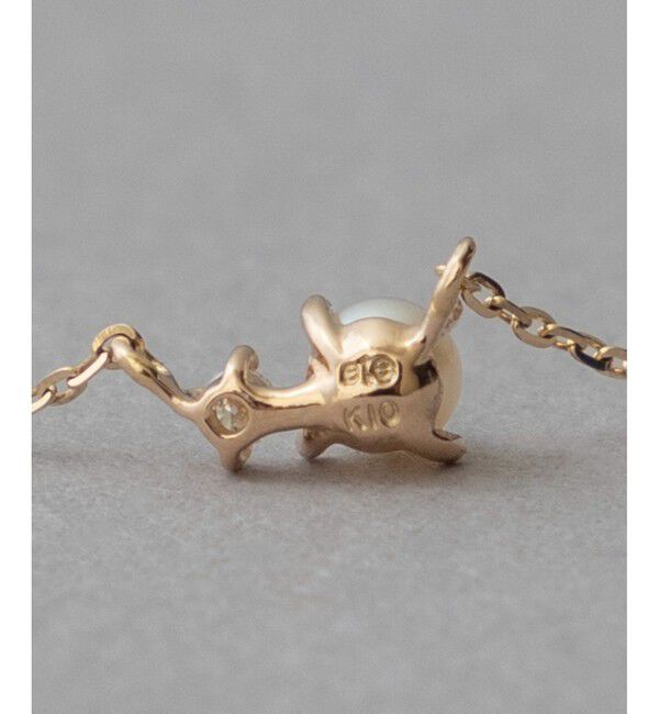 ete「[レイヤード] K10YG パール/ダイヤモンド ネックレス」|ネックレス|