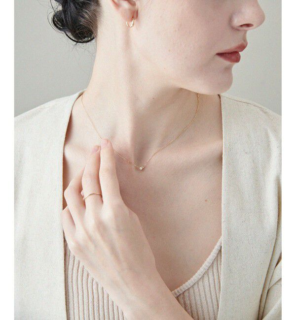 ete「[レイヤード] K10YG パール/ダイヤモンド ネックレス」|ネックレス|