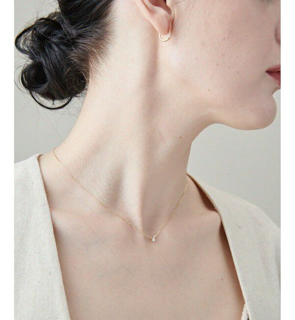 ete「[レイヤード] K10YG パール/ダイヤモンド ネックレス」|ネックレス|