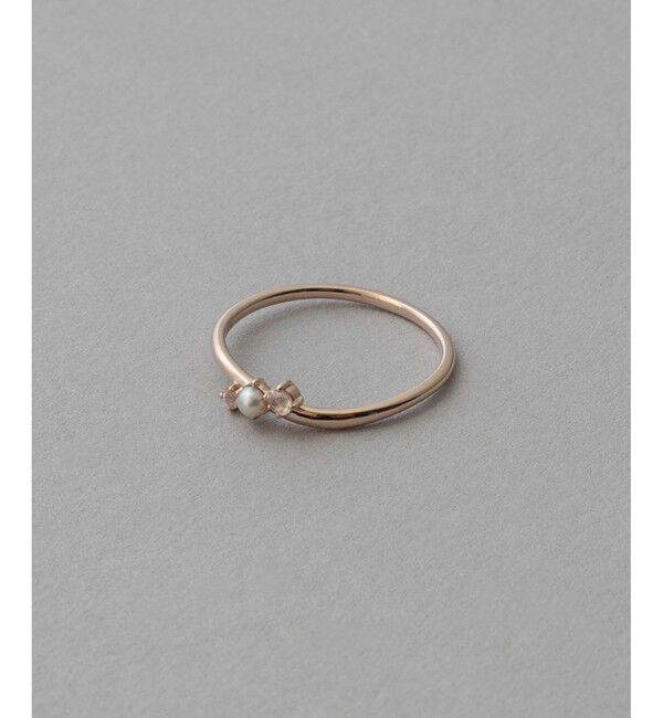 ete「[レイヤード] K10MPG ローズクォーツ/パール リング」|リング|