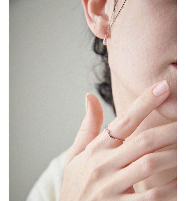 ete「[レイヤード] K10MPG ローズクォーツ/パール リング」|リング|