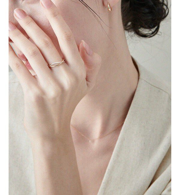 ete「[レイヤード] K10YG クロス バイカラー リング」|リング|