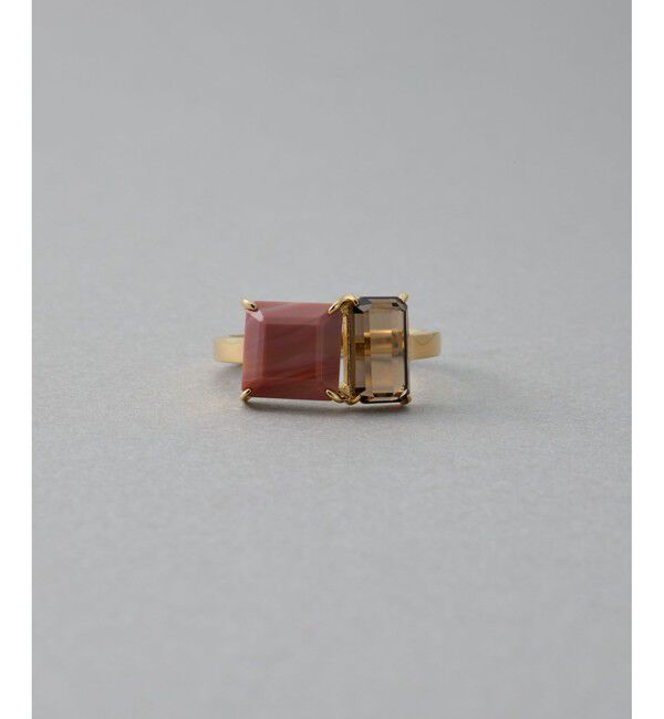 ete「[タイル] レッドジャスパー/スモーキークォーツ リング」|リング|イエローゴールド