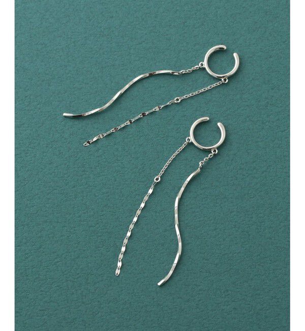 Jouete「ダブルフェイスイヤリング チェーン&times;ツイスト」|イヤリング|プラチナム