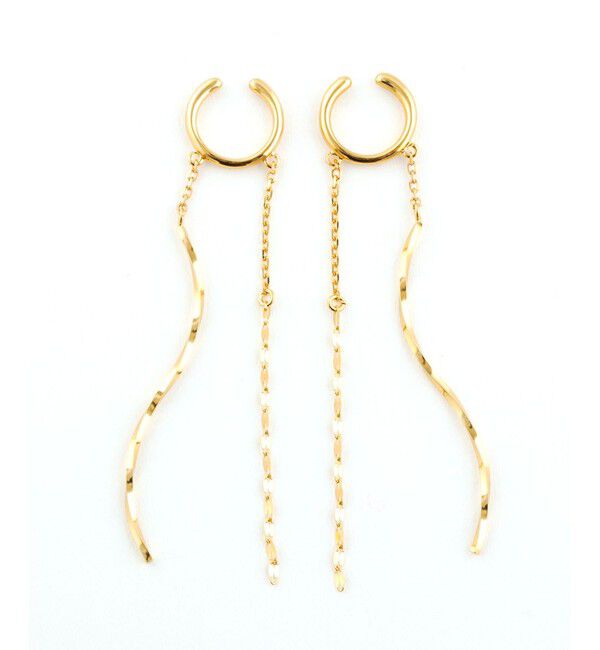 Jouete「ダブルフェイスイヤリング チェーン&times;ツイスト」|イヤリング|イエローゴールド