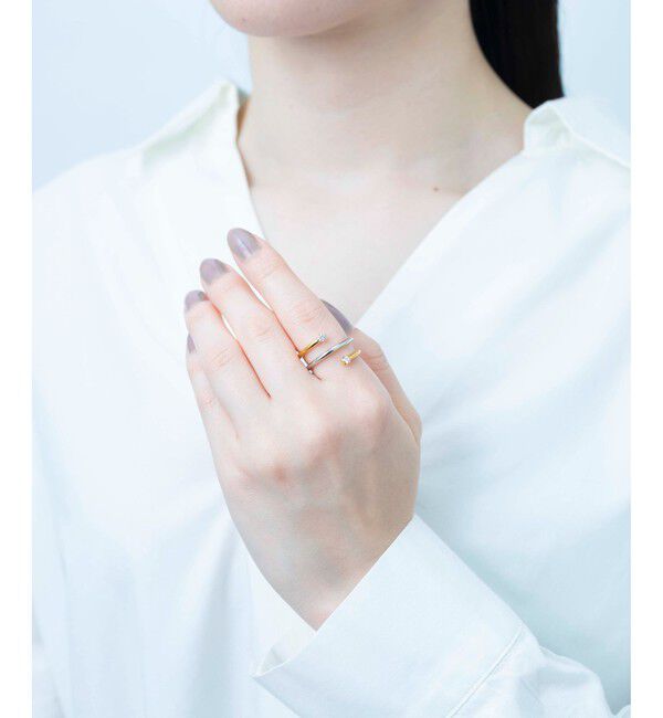 Jouete「フォークリング ジルコニア コンビカラー」|リング|