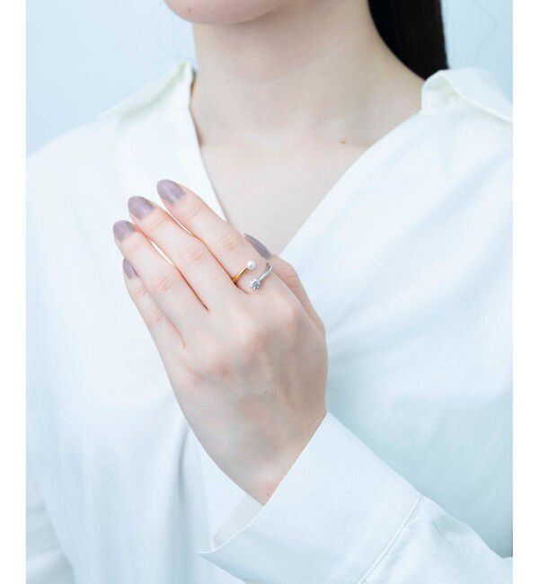 Jouete「フォークリング ジルコニア&times;パール コンビカラー」|リング|