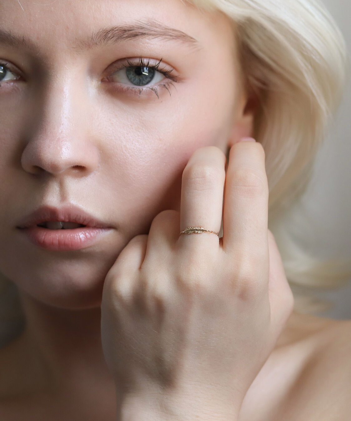  「K10YG フェザー チェーンリング」|リング|