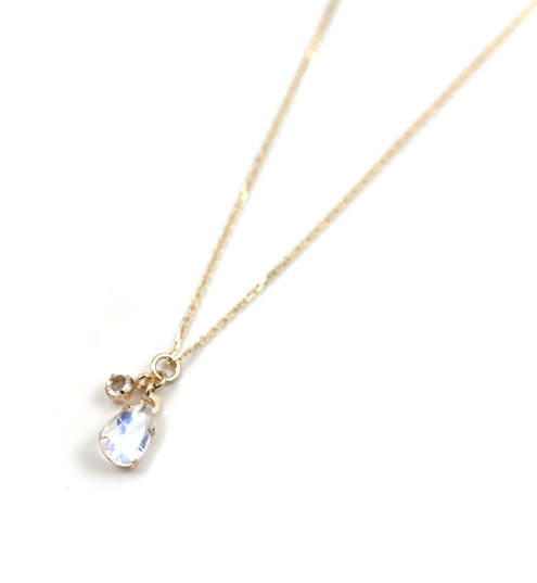  「カラーストーン ネックレス | K10YG 〈アクアマリン / ロイヤルブルームーンストーン〉」|ネックレス|6月 ﾛｲﾔﾙﾌﾞﾙｰﾑｰﾝｽﾄｰﾝ