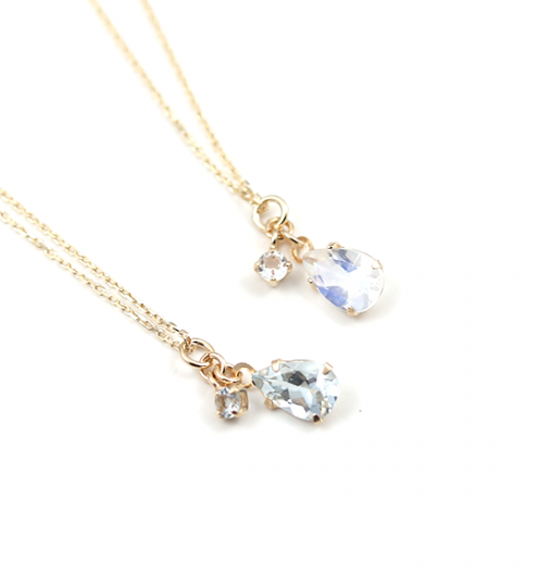  「カラーストーン ネックレス | K10YG 〈アクアマリン / ロイヤルブルームーンストーン〉」|ネックレス|