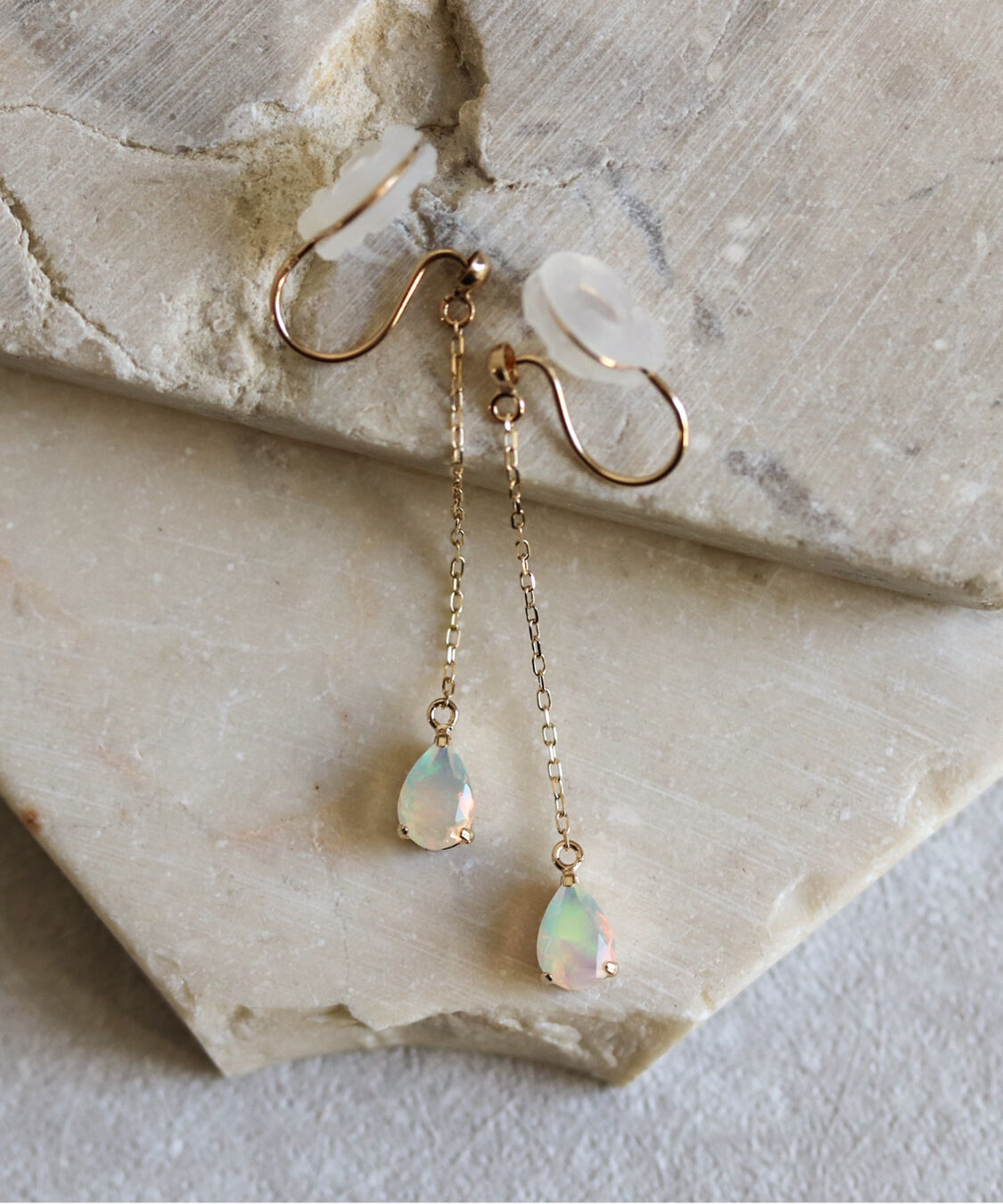  「オパール チェーン イヤリング | K10YG」|イヤリング|K10 イエローゴールド