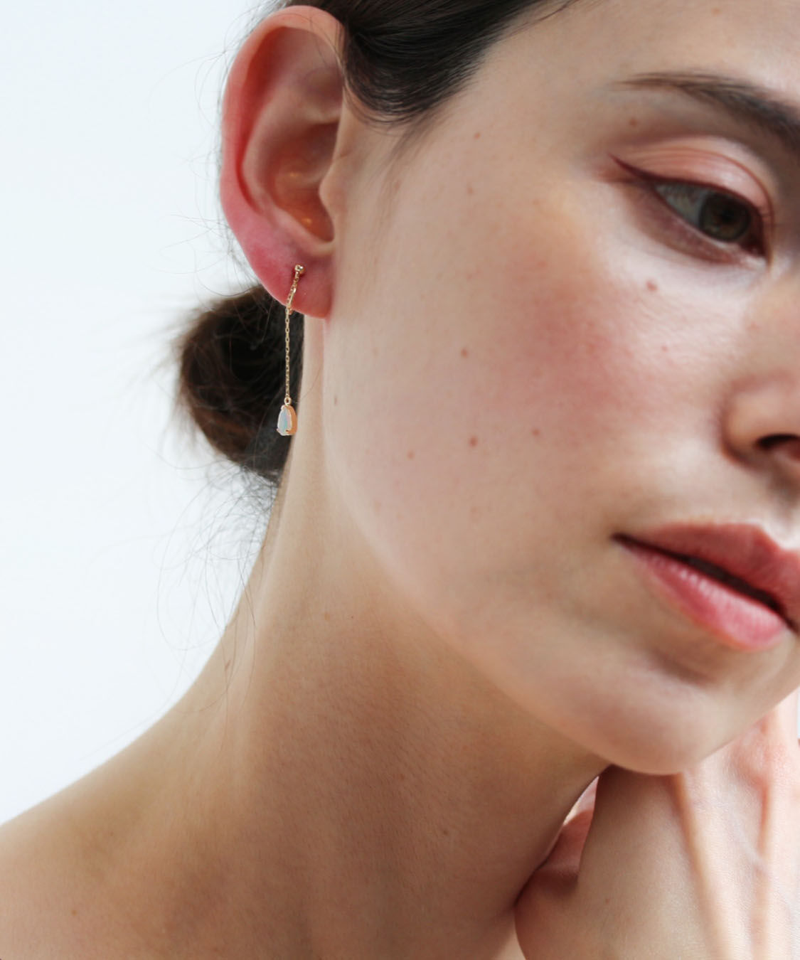  「オパール チェーン イヤリング | K10YG」|イヤリング|