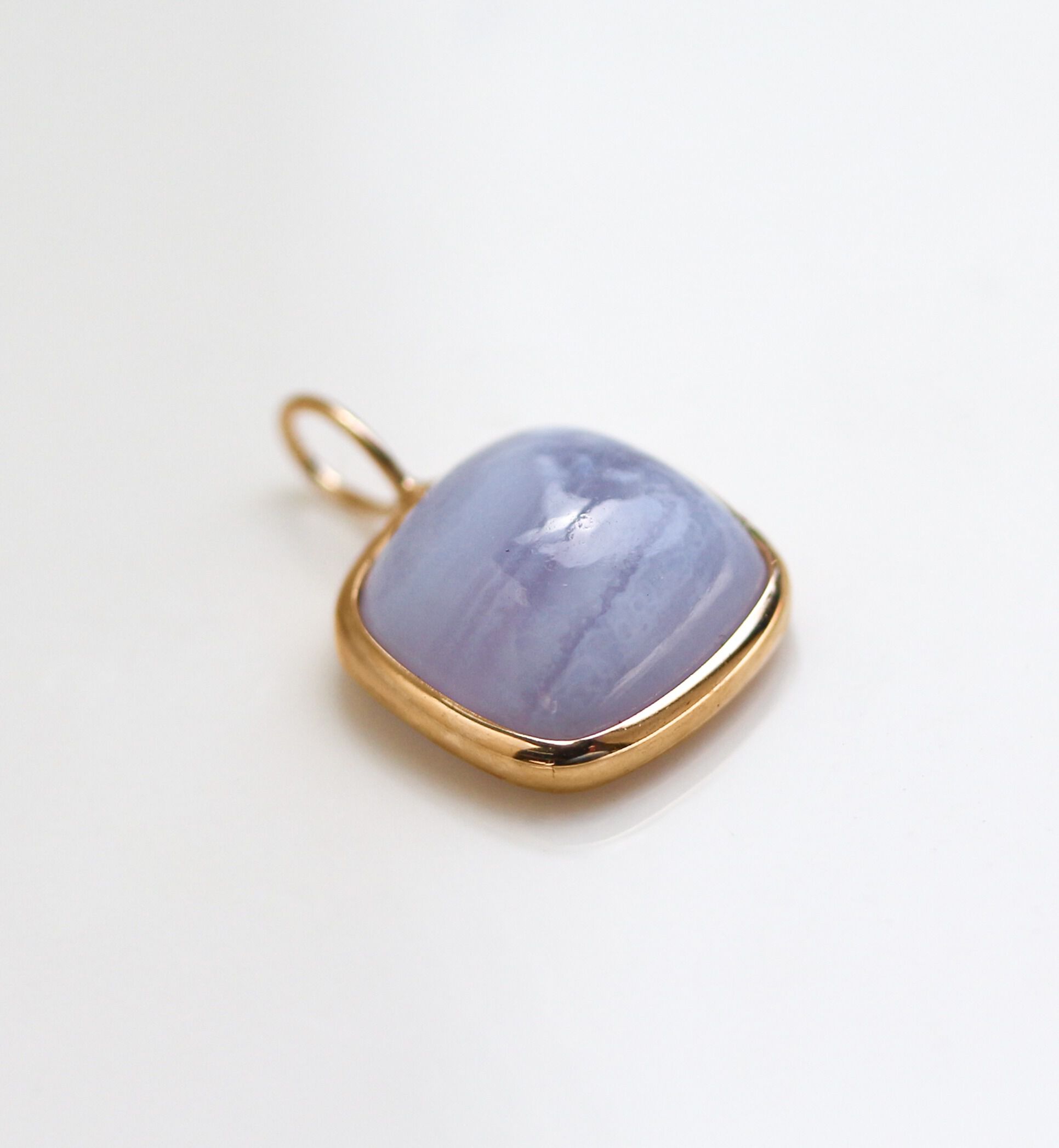  「K10YG カボション チャーム」|ネックレス|ブルー