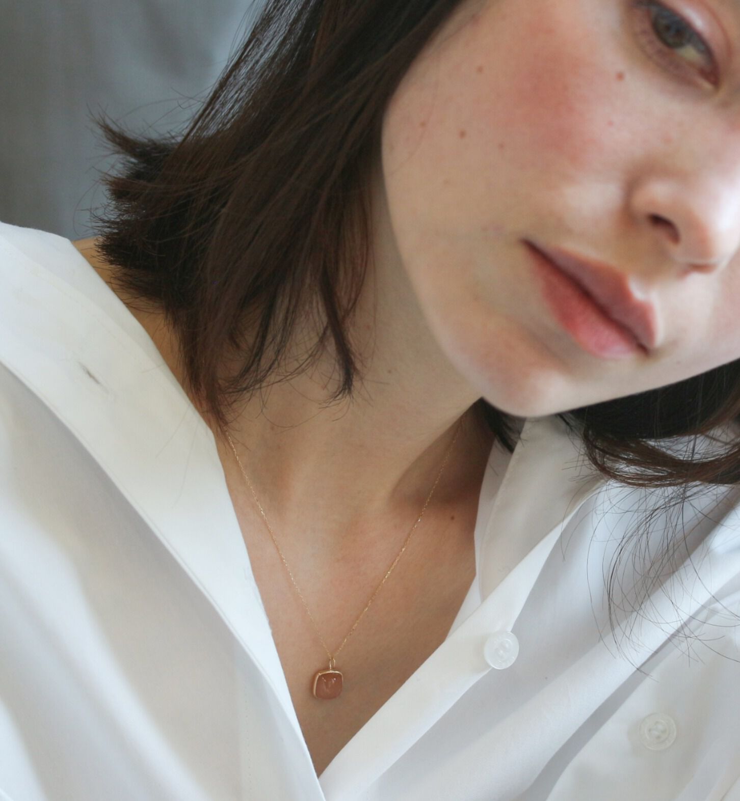  「K10YG カボション チャーム」|ネックレス|オレンジ