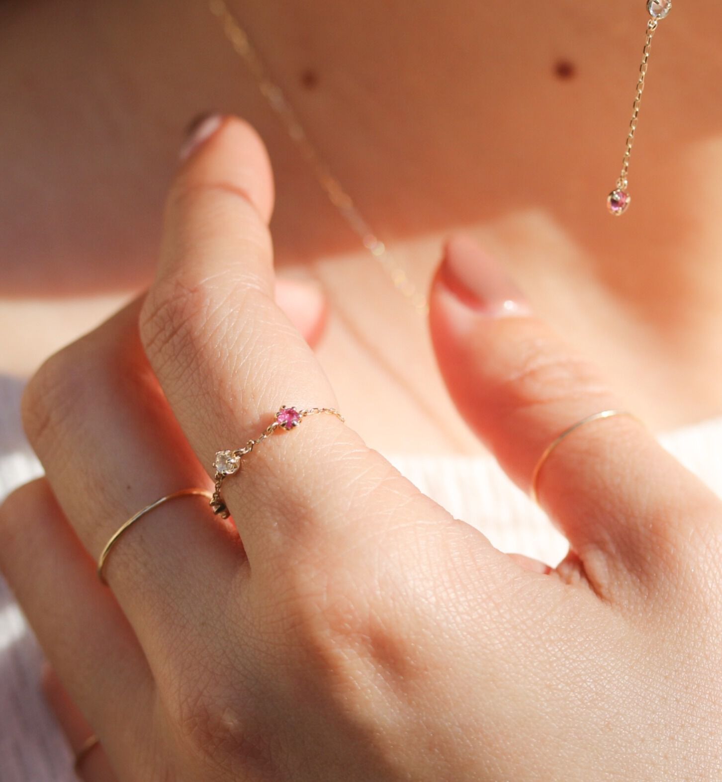  「マルチカラー チェーンリング | K10YG」|リング|