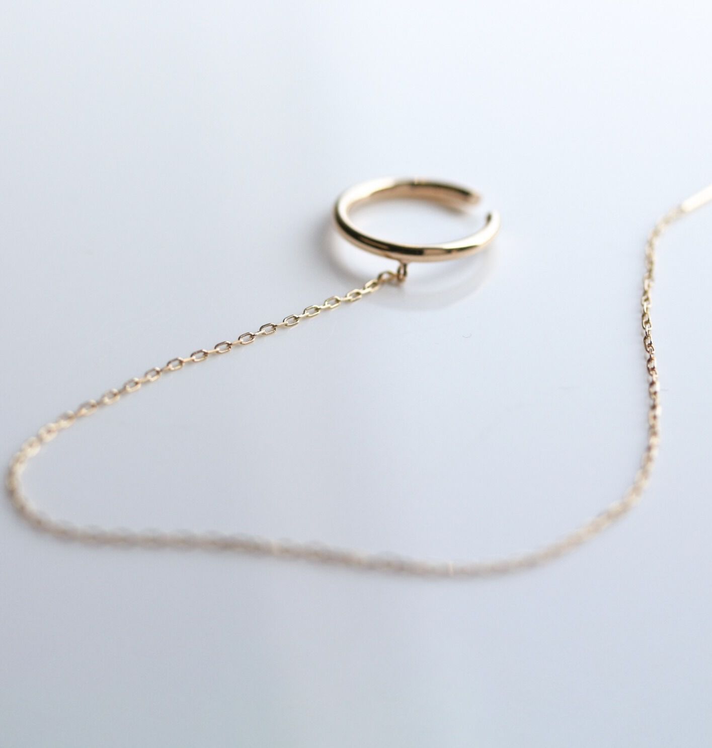  「ゴールド チェーン イヤーカフ ピアス | K10YG 【片耳用】」|イヤーカフ|