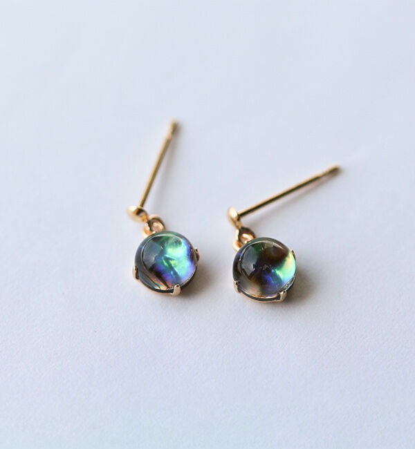  「クリスタル / 黒蝶貝 ピアス | K10YG」|ピアス|