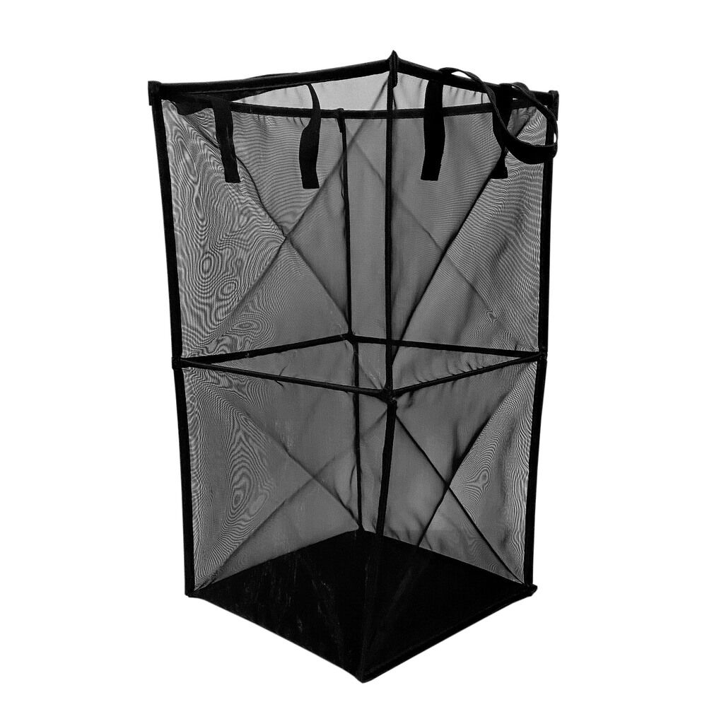 BACKYARD FAMILY「ランドリーバスケット 折りたたみ 通販 スリム 折り畳み 洗濯かご おしゃれ 洗濯カゴ メッシュ」|トイレタリー・ランドリーグッズ|ブラック1