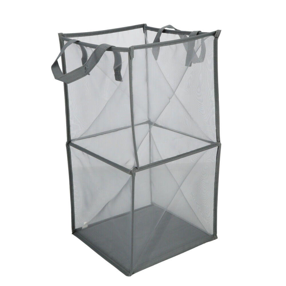BACKYARD FAMILY「ランドリーバスケット 折りたたみ 通販 スリム 折り畳み 洗濯かご おしゃれ 洗濯カゴ メッシュ」|トイレタリー・ランドリーグッズ|グレー1