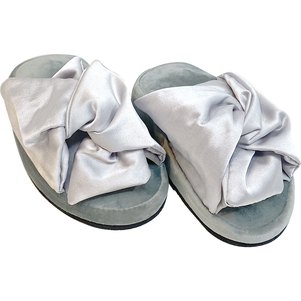 BACKYARD FAMILY「レディース スリッパ 通販 つま先立ち つま先 あたたかい サテンリボン トレーニング ファシノン」|ルームシューズ|グレー1