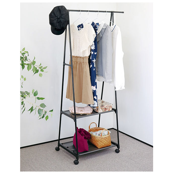 BACKYARD FAMILY「ハンガーラック 2段 スリム 通販 キャスター付き 軽量 ハンガー ラック 衣類掛け パイプラック」|その他|