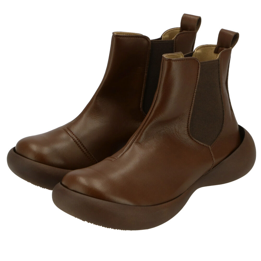 BACKYARD FAMILY「ショートブーツ レディース ぺたんこ 定番 サイドゴア ブーツ ショート ローヒール」|ショートブーツ|ブラウン1