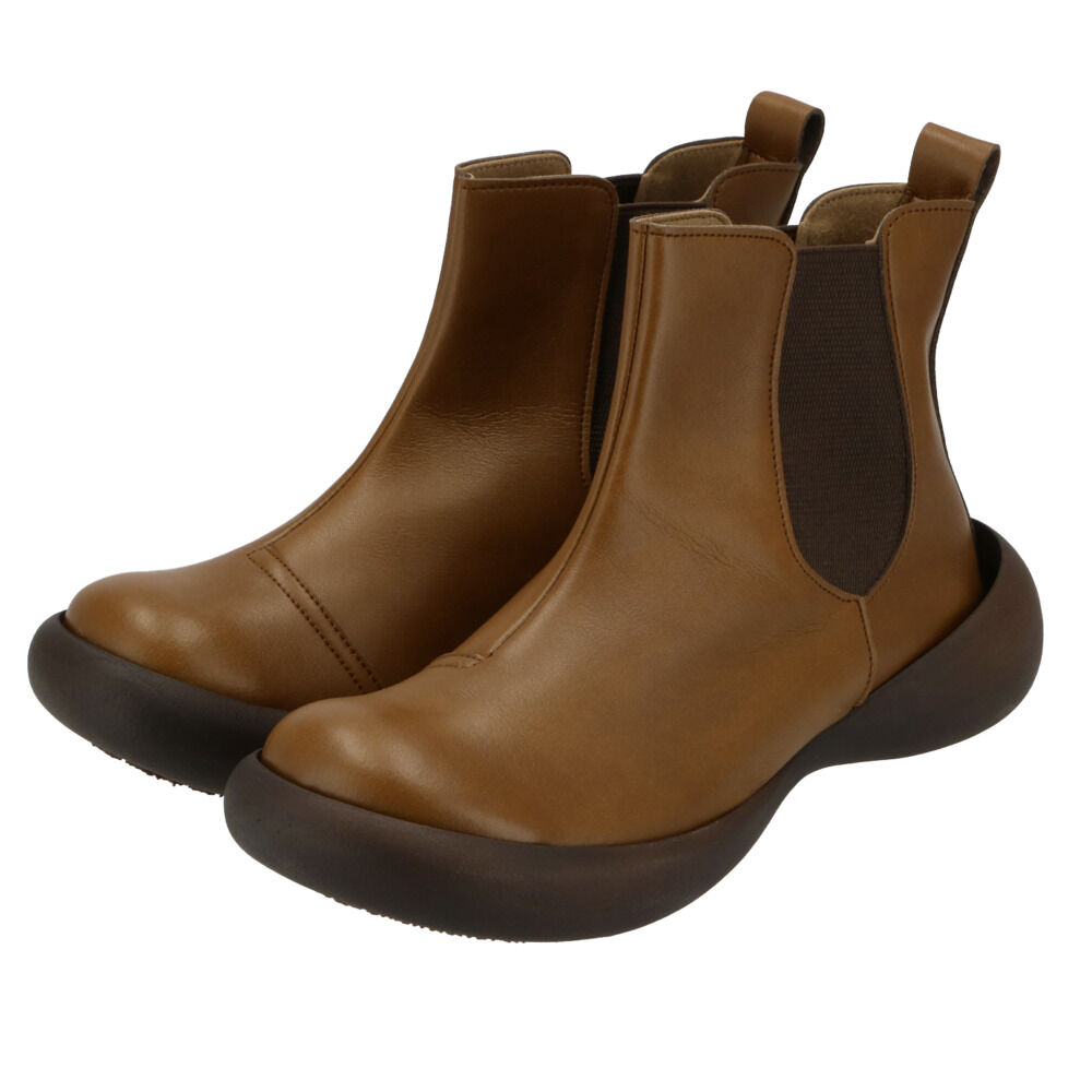 BACKYARD FAMILY「ショートブーツ レディース ぺたんこ 定番 サイドゴア ブーツ ショート ローヒール」|ショートブーツ|ブラウン2