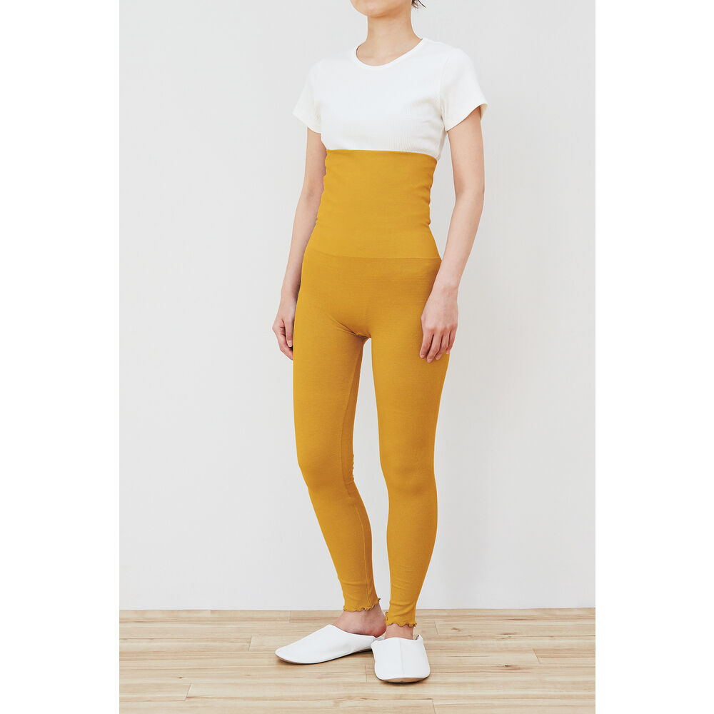 BACKYARD FAMILY「ハイウエスト レギンス 通販 レディース 10分丈 １０分丈 腹巻き おなか お腹 ストレッチ」|その他|イエロー1