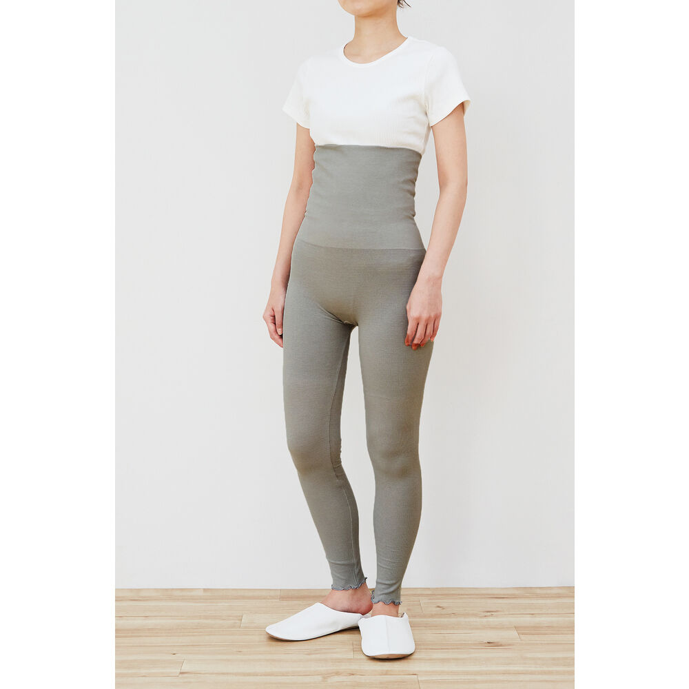 BACKYARD FAMILY「ハイウエスト レギンス 通販 レディース 10分丈 １０分丈 腹巻き おなか お腹 ストレッチ」|その他|グレー1