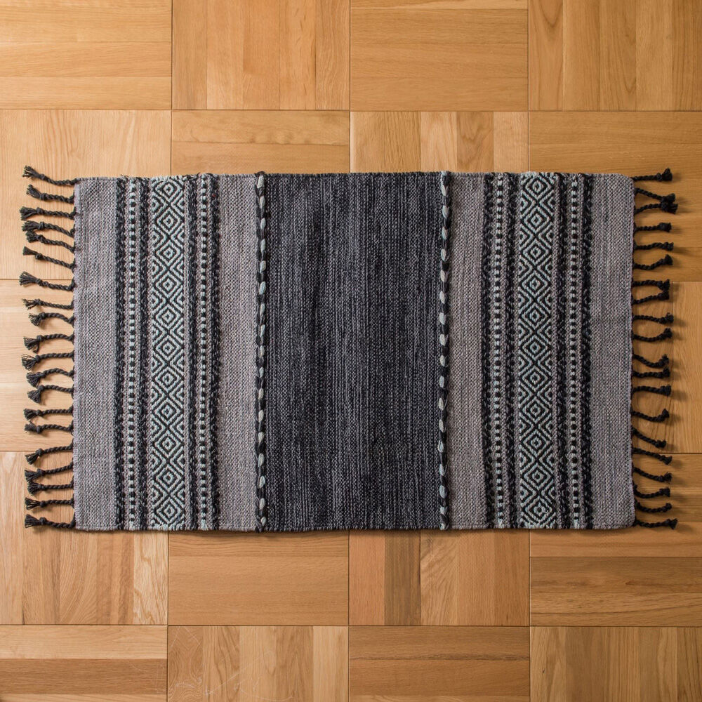 BACKYARD FAMILY「ラグ おしゃれ 60x90 通販 長方形 ラグマット マット デザインマット 玄関マット」|その他|ブラック1