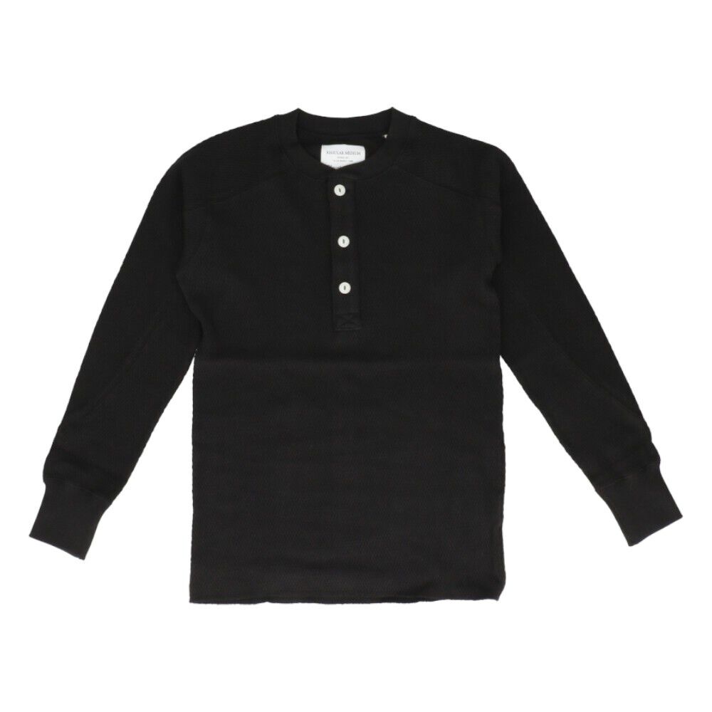 BACKYARD FAMILY「サーマル ヘンリーネック 通販 ロングTシャツ メンズ 長袖tシャツ 長袖 tシャツ カットソー」|Tシャツ・カットソー|ブラック1