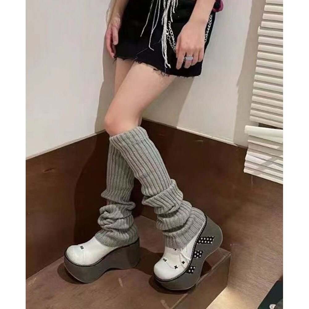 BACKYARD FAMILY「レッグウォーマー 45cm 通販 ニットレッグウォーマー レッグ ウォーマー レッグウオーマー」|レッグウォーマー|グレー1