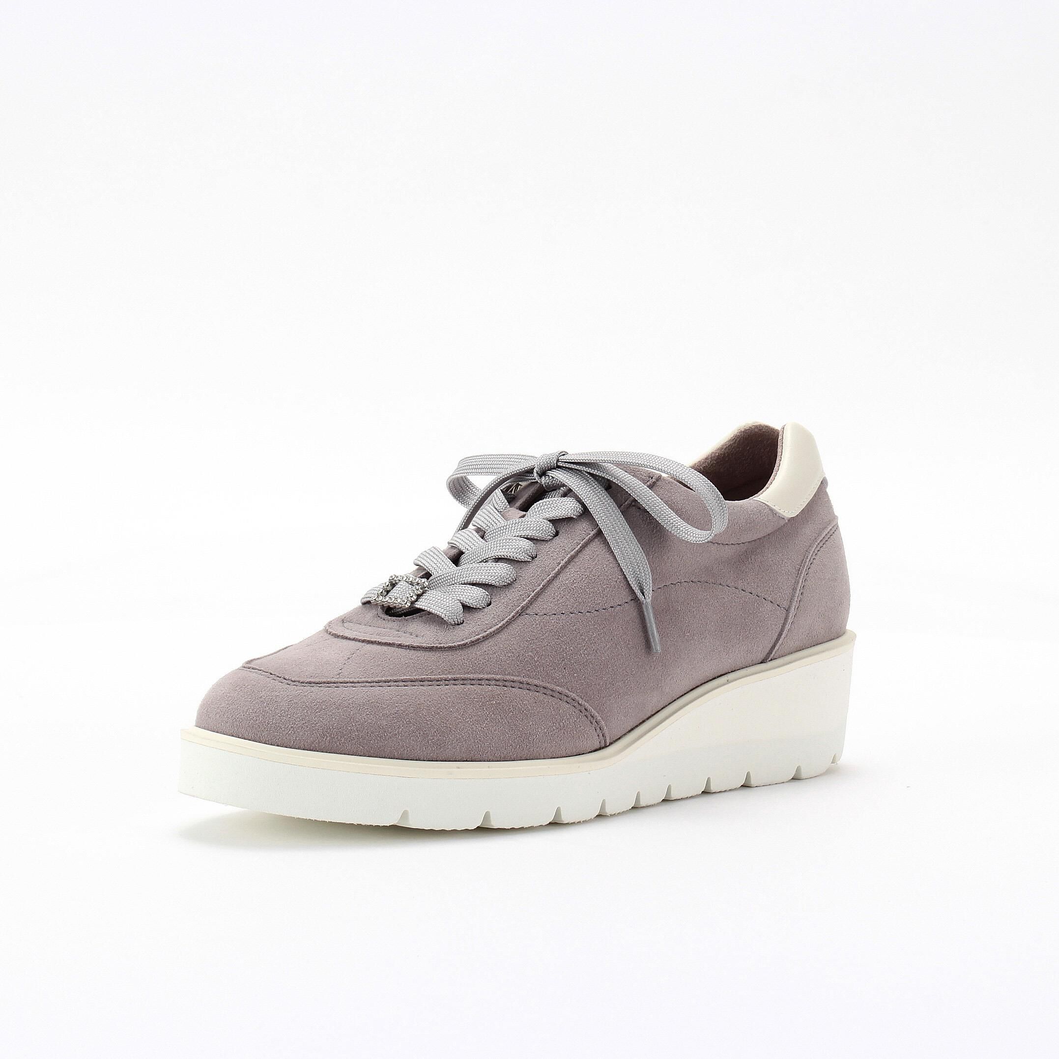 銀座かねまつ「RMWE2503SUESTEGRYIVR 【本革】【防水】【Eウィズ】アクアベルスニーカー」|スニーカー|グレー&times;アイボリー