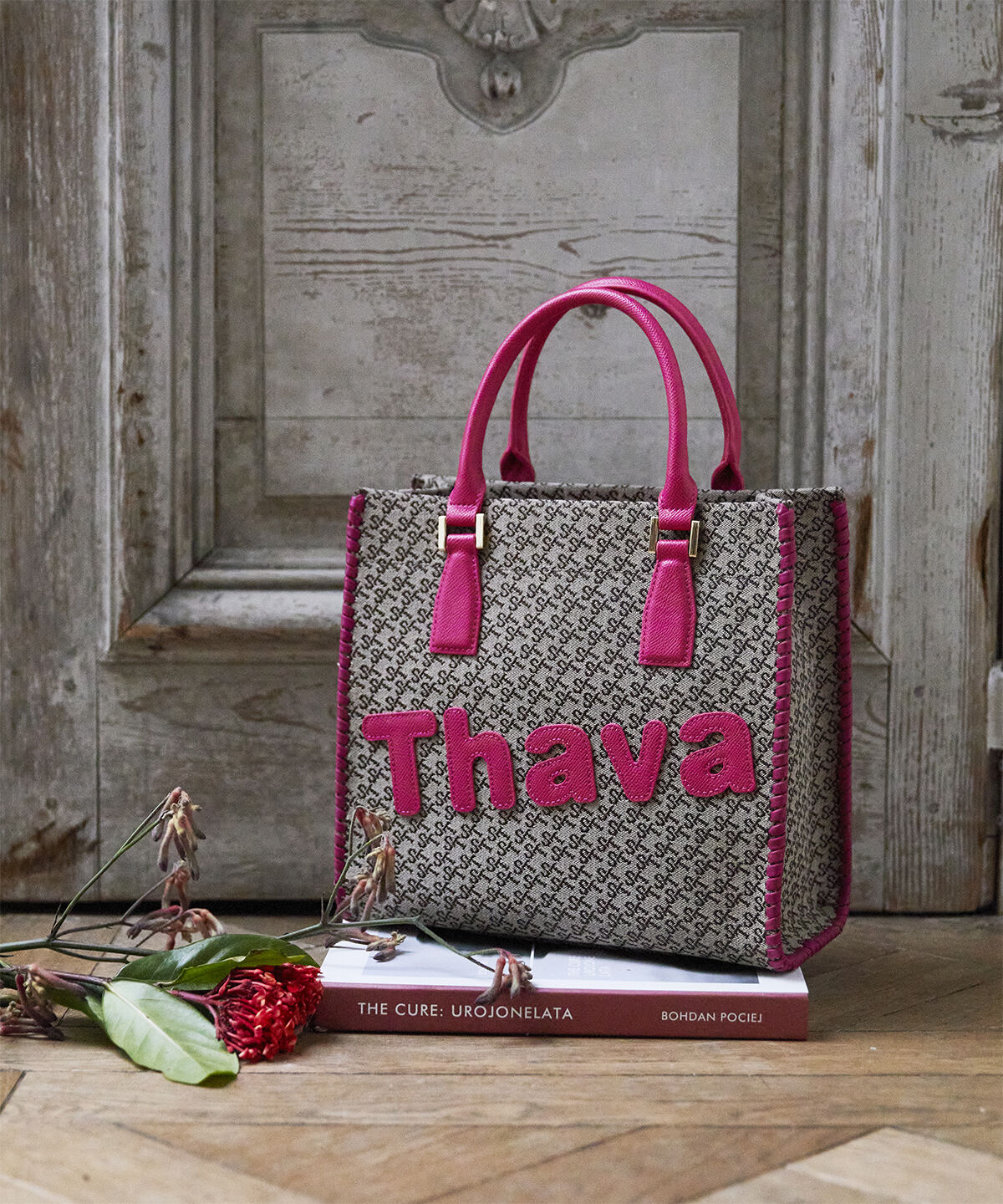 Samantha Thavasa「ST Jacquard サマタバスクエアトートバッグ」|トートバッグ|マゼンタ