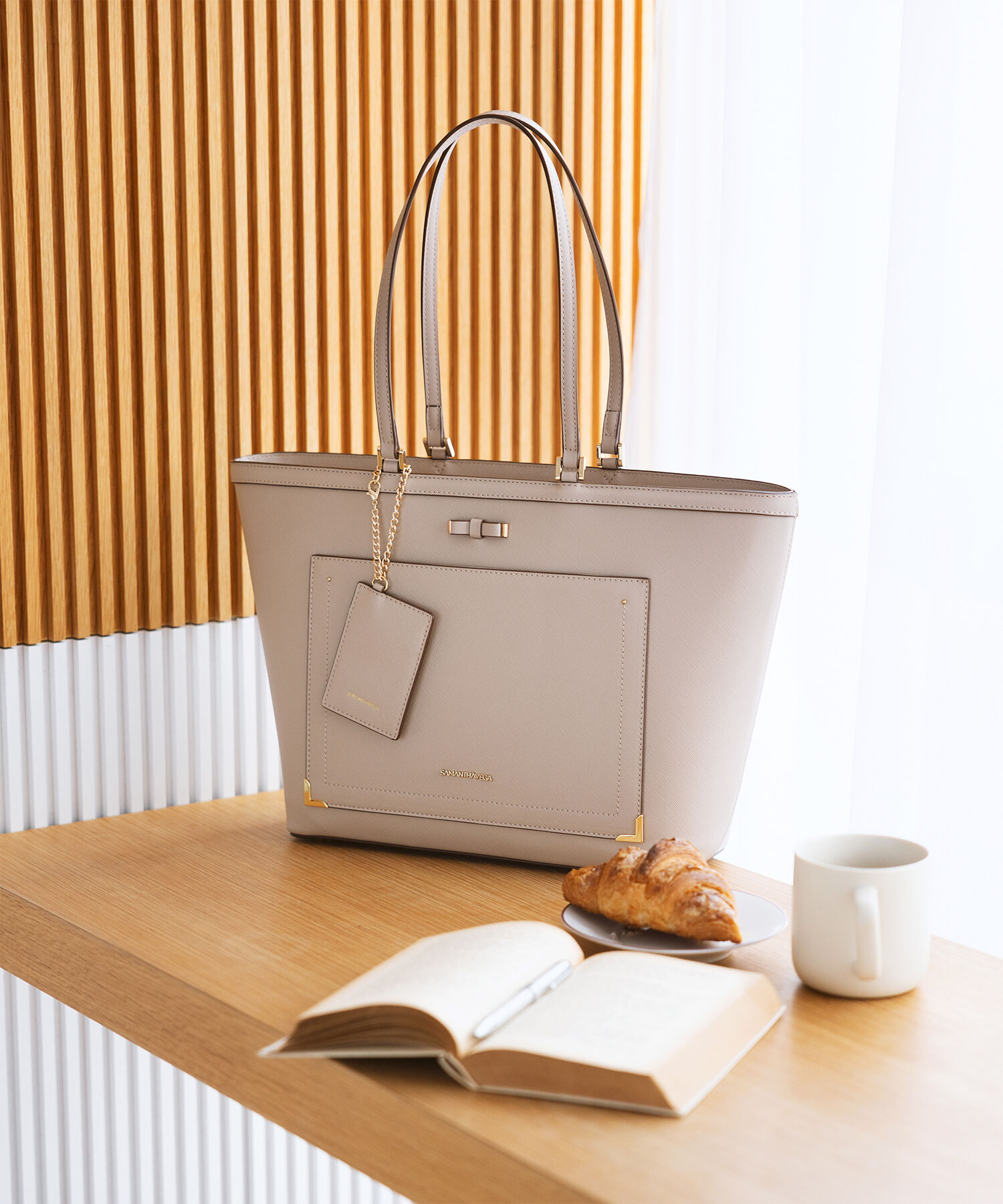 Samantha Vega「シンプルリボンA4トートバッグ」|トートバッグ|ベビーピンク