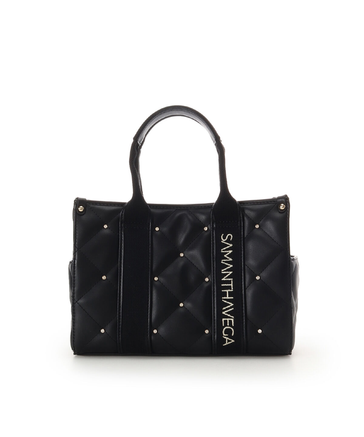 Samantha Vega「ロゴテープビジューハンドバッグ」|ハンドバッグ|ブラック