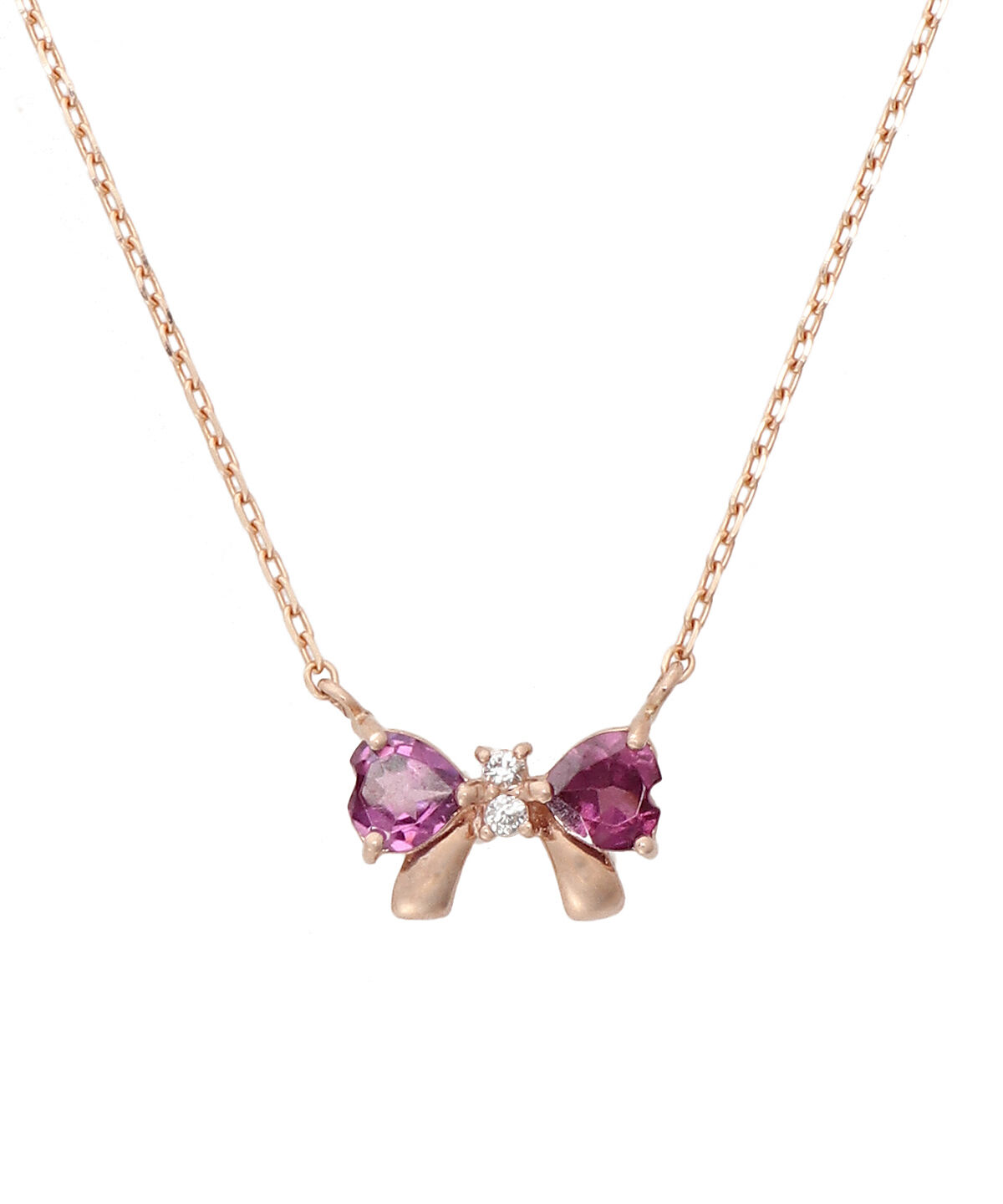Samantha Tiara「K10PG リボンネックレス≪1月 誕生石≫」|ネックレス|K10 PG