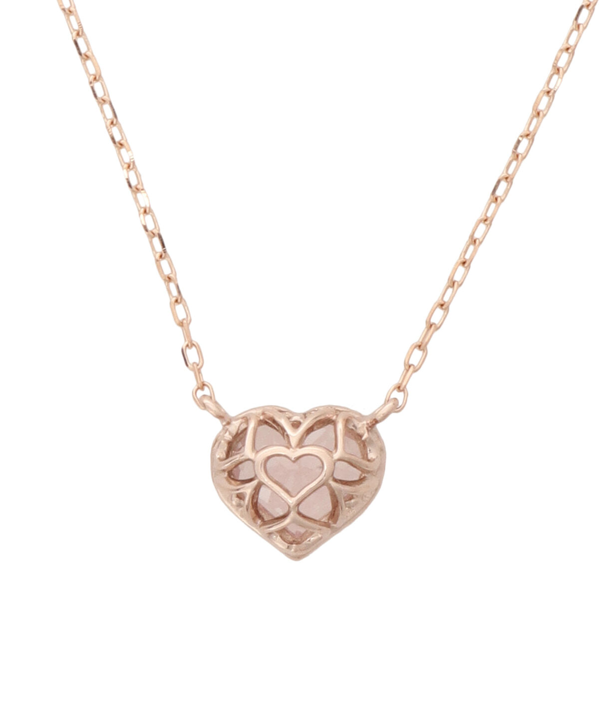 Samantha Tiara「K10 PG　ローズクォーツハートネックレス(小)」|ネックレス|