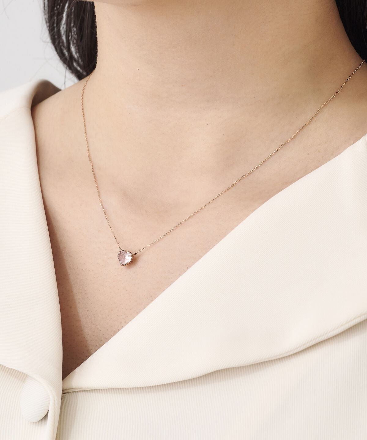 Samantha Tiara「K10 PG　ローズクォーツハートネックレス(小)」|ネックレス|